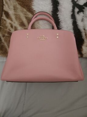 Coach Pink Leather Dome Satchel with Gold Hardware